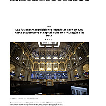 Las fusiones y adquisiciones espaolas caen un 12% hasta octubre pero el capital sube un 11%, segn TTR Data